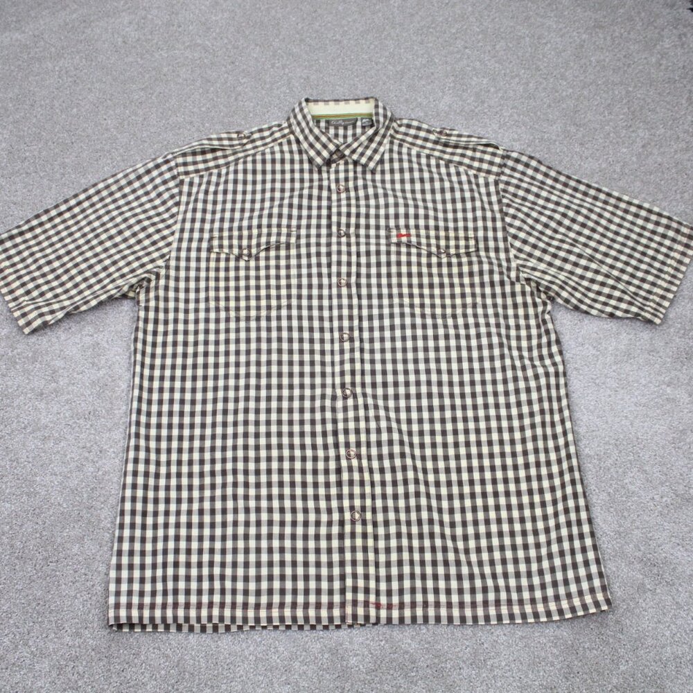 A. Tiziano Shirt Mens‎ 3XL XXXL Brown/Yellow Plaid Long Sleeve Cotton Button Up